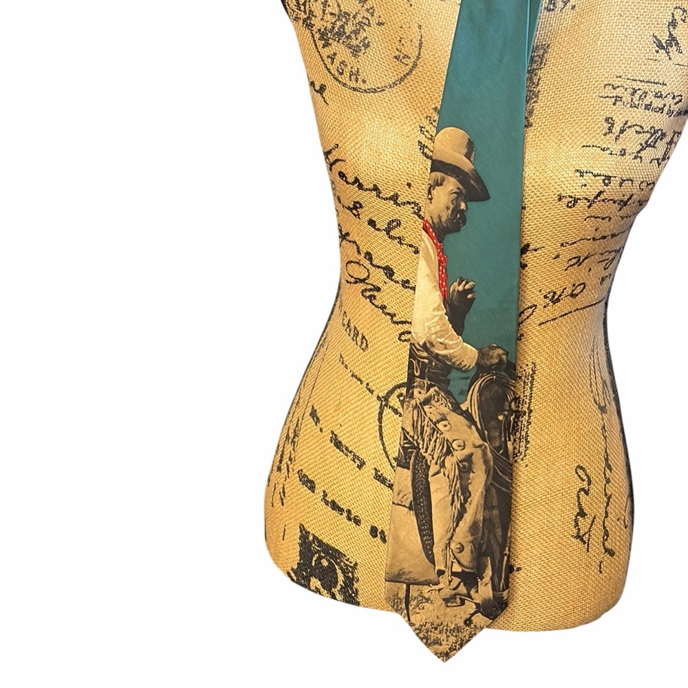 Ralph Lauren Western Print Tie in Tan and Blue